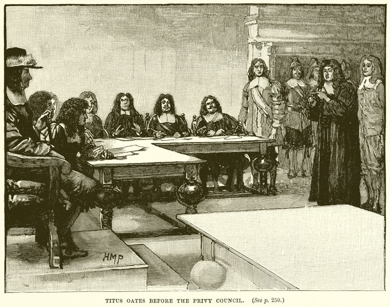Titus Oates a titkos tanács előtt alkotó: English School