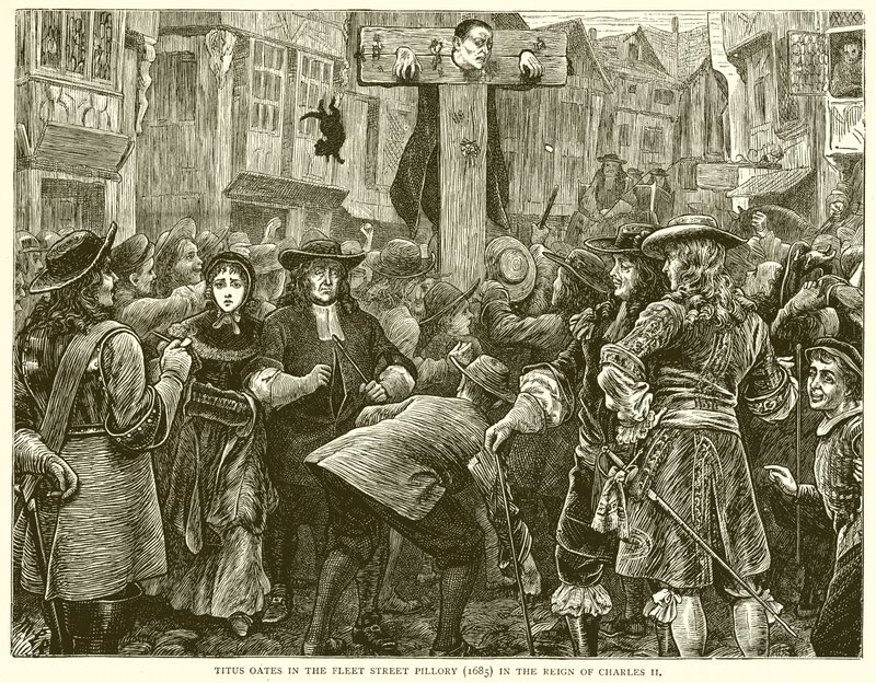 Titus Oates a Fleet Street Pillory-ban (1685) II. Károly uralkodása alatt alkotó: English School
