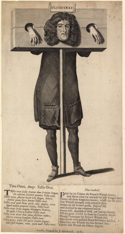 Titus Oates a pellengérben, 1685-ben jelent meg alkotó: English School
