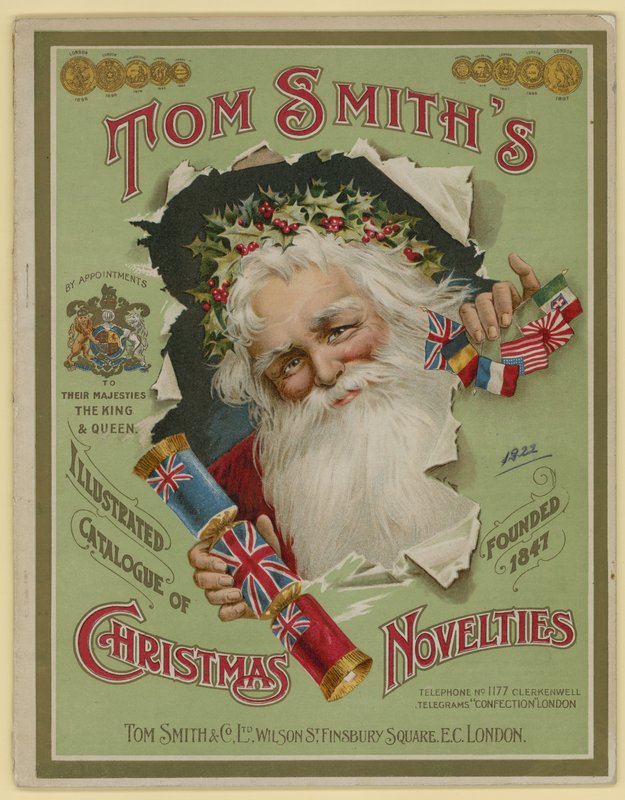 Tom Smith & Co Ltd, karácsonyi újdonságok, karácsonyi kekszek, brosúra borítója alkotó: English School