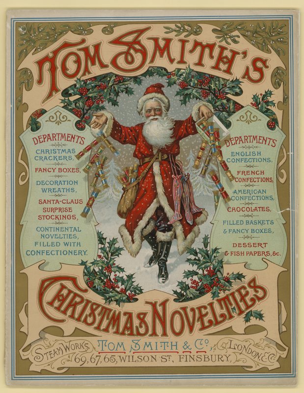 Tom Smith & Co Ltd, karácsonyi újdonságok, karácsonyi kekszek, brosúra borítója alkotó: English School