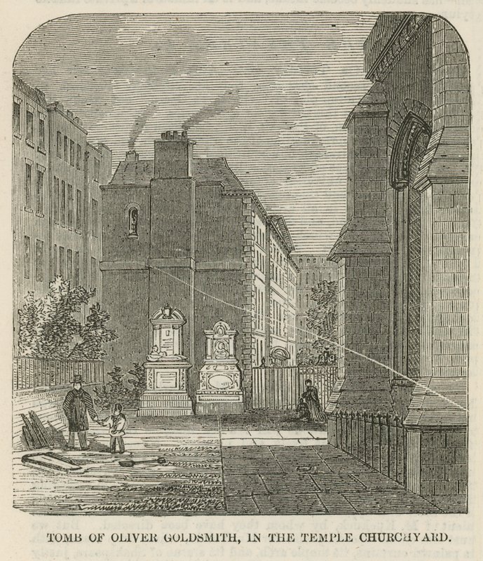 Goldsmith Olivér sírja a belső templom templomkertjében alkotó: English School