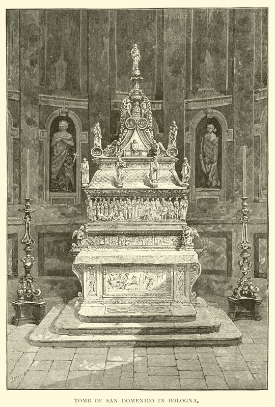 San Domenico sírja Bolognában (metszet) alkotó: English School