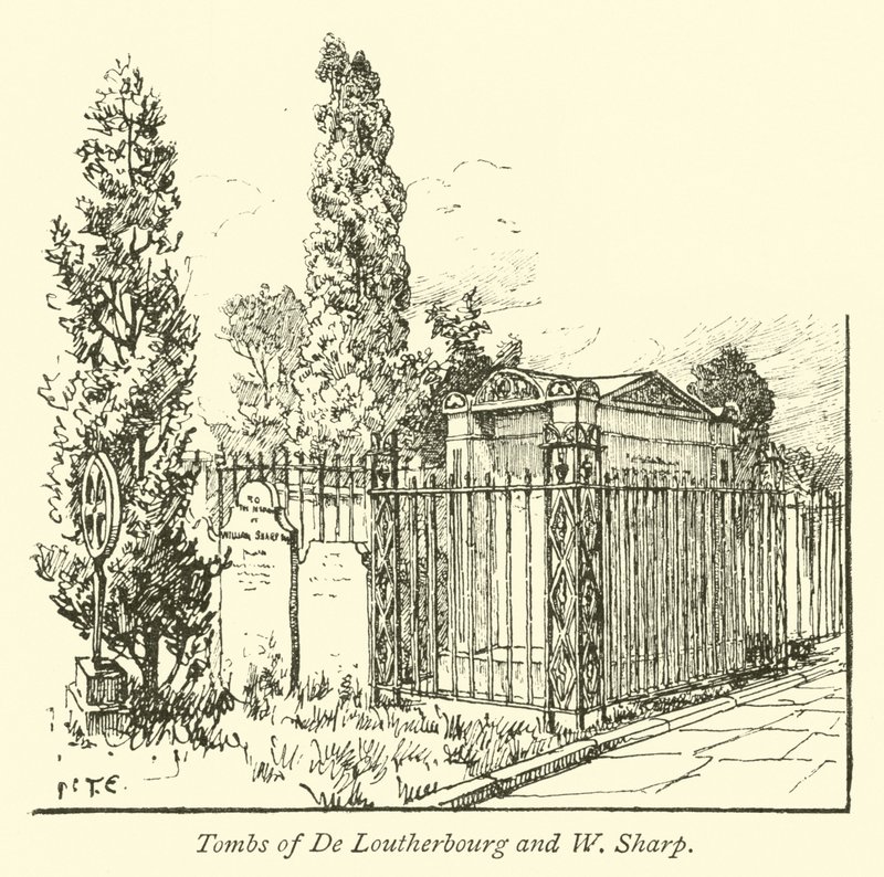De Loutherbourg és W Sharp sírjai alkotó: English School