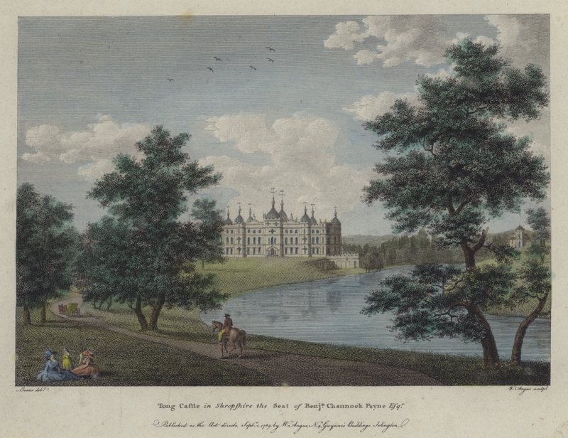 Tong kastély, Shropshire, Benjamin Channock Payne székhelye (színes metszet) alkotó: English School