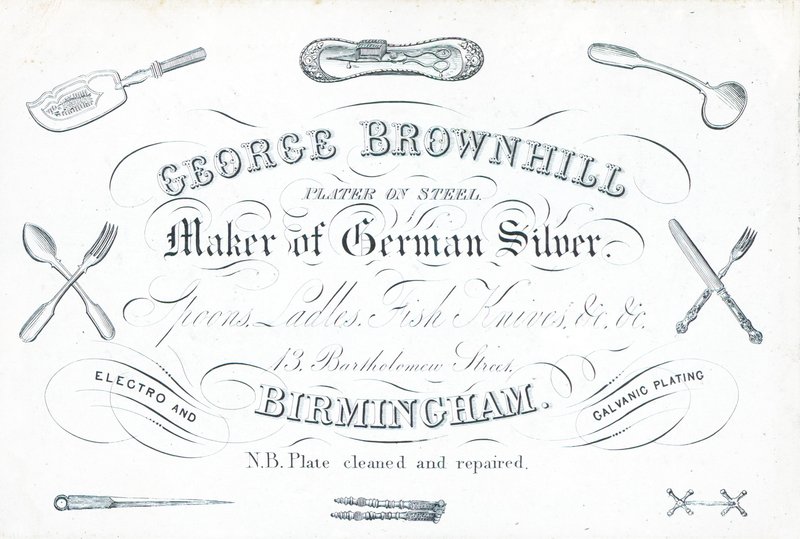 Kereskedelmi kártya, George Brownhill alkotó: English School