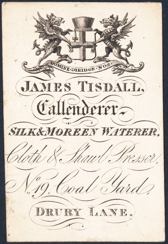 Kereskedelmi kártya, James Tisdall alkotó: English School