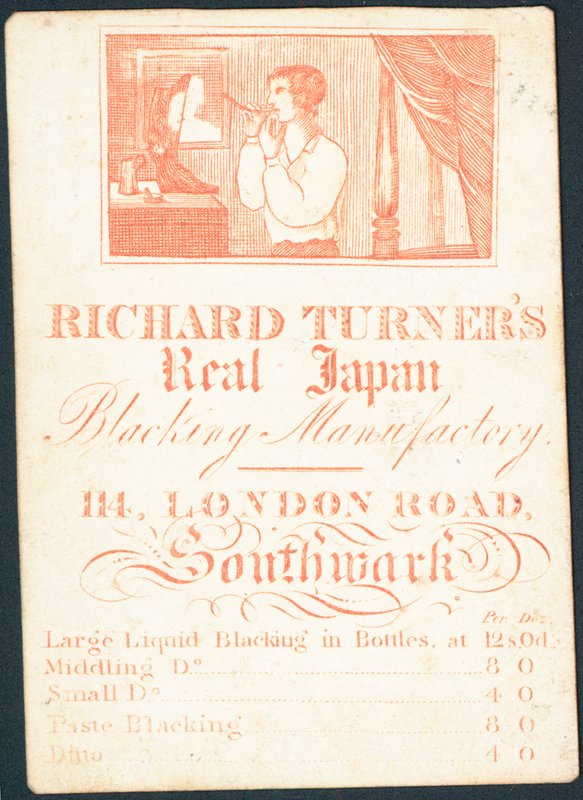 Kereskedelmi kártya, Richard Turners Real Japan Blacking Manufactory alkotó: English School