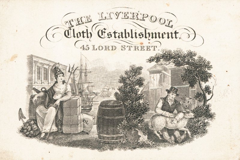 Kereskedelmi kártya, The Liverpool Cloth Establishment alkotó: English School