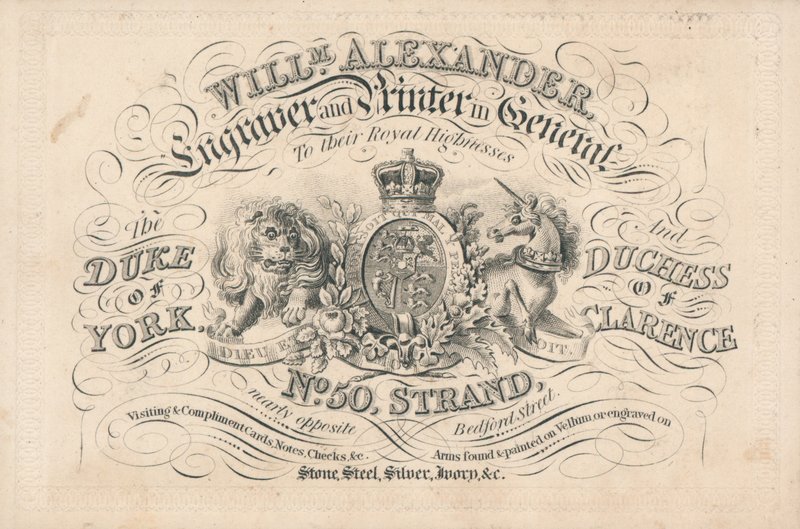 Kereskedelmi kártya, William Alexander alkotó: English School