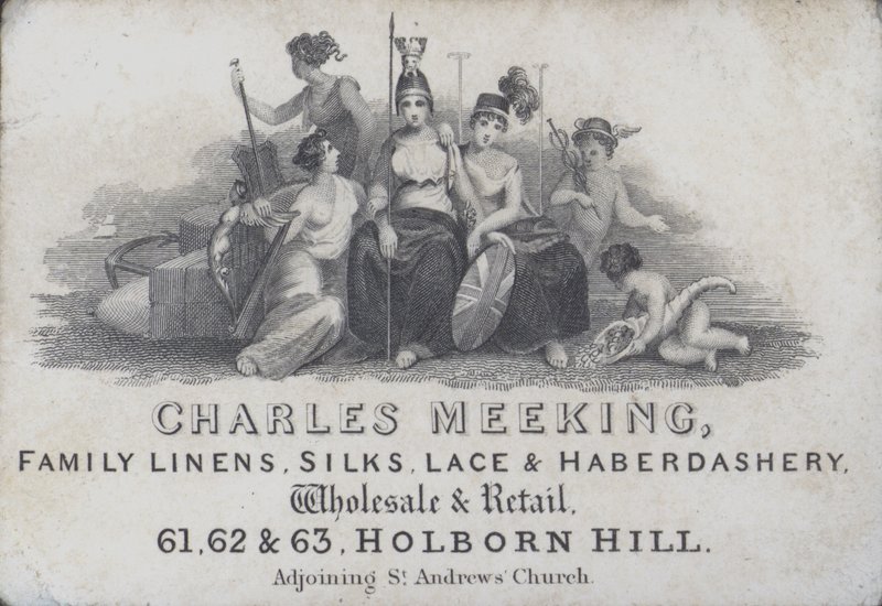 Charles Meeking, vászon-, selyem-, csipke- és rövidáru-kereskedő, Holborn Hill, London (metszet) alkotó: English School