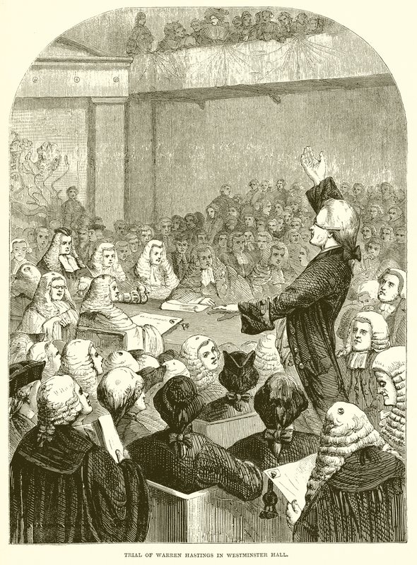 Warren Hastings nyoma a Westminster Hallban alkotó: English School