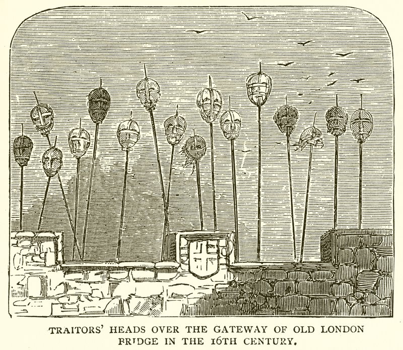 Az árulók a 16. századi Old London Bridge átjárója felett haladnak alkotó: English School