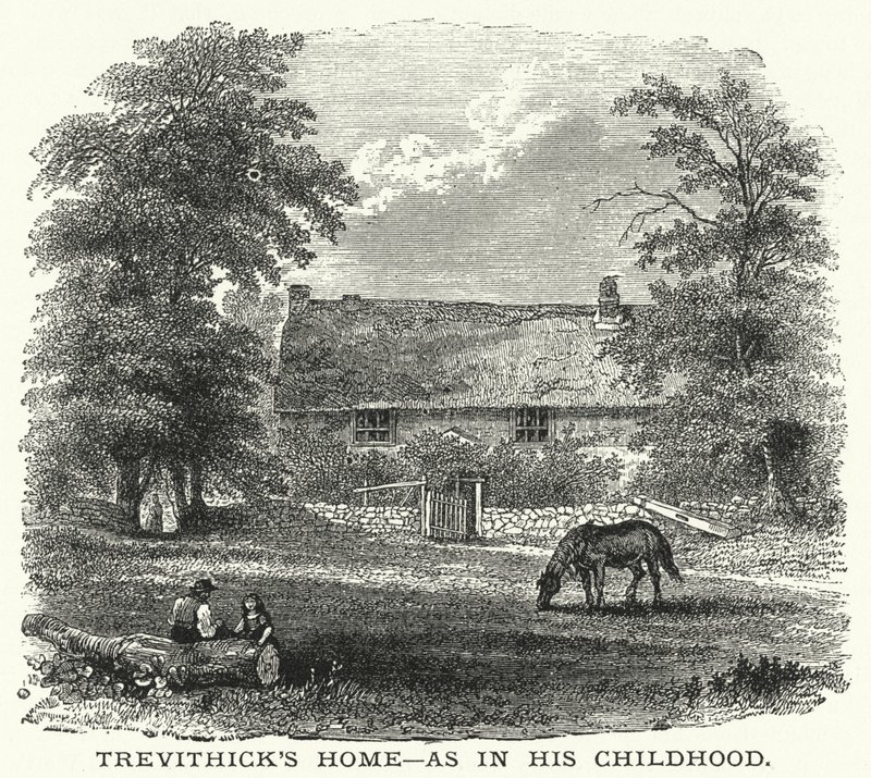 Trevithick otthona, mint gyermekkorában (metszet) alkotó: English School