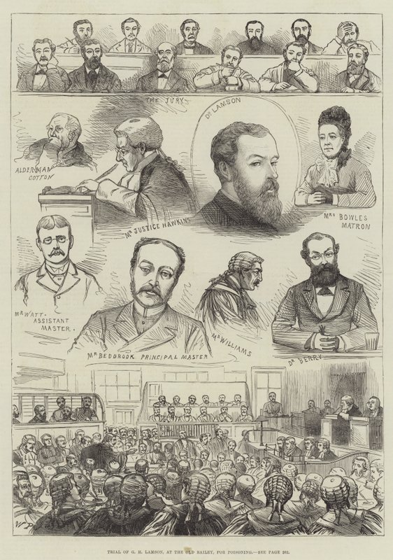 G H Lamson mérgezés miatti tárgyalása az Old Bailey-ben alkotó: English School