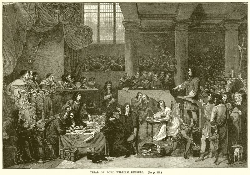 Lord William Russell tárgyalása alkotó: English School