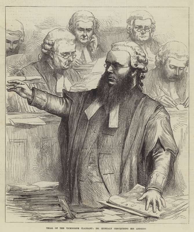 A Tichborne panaszos tárgyalása, Dr. Kenealy befejezi beszédét (metszet) alkotó: English School