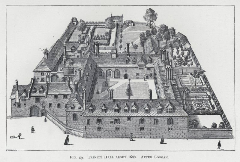 Trinity Hall 1688 körül, Loggan nyomán (metszet) alkotó: English School