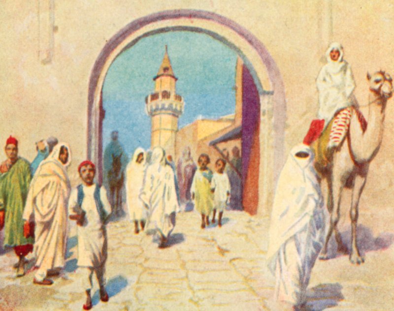 Tripoli, Városkapu (színes litográfia) alkotó: English School