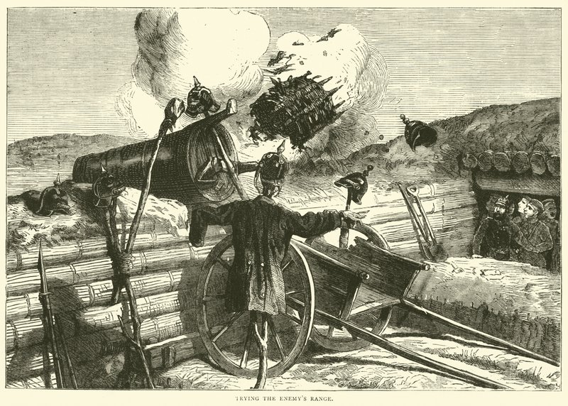 Az enemys lőtér kipróbálása, 1870. október alkotó: English School