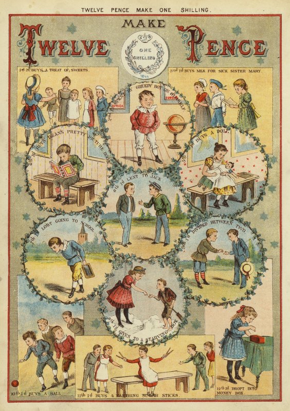 Tizenkét pennyből egy shilling (chromolitho) alkotó: English School