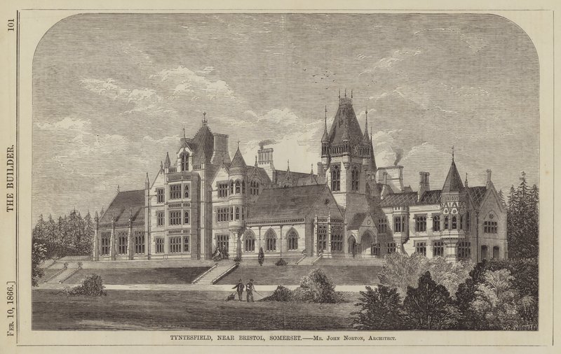 Tyntesfield, Bristol közelében, Somerset, John Norton úr, építész (metszet) alkotó: English School
