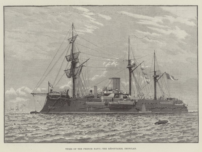 A francia haditengerészet típusai, a Redoutable, Ironclad (metszet) alkotó: English School