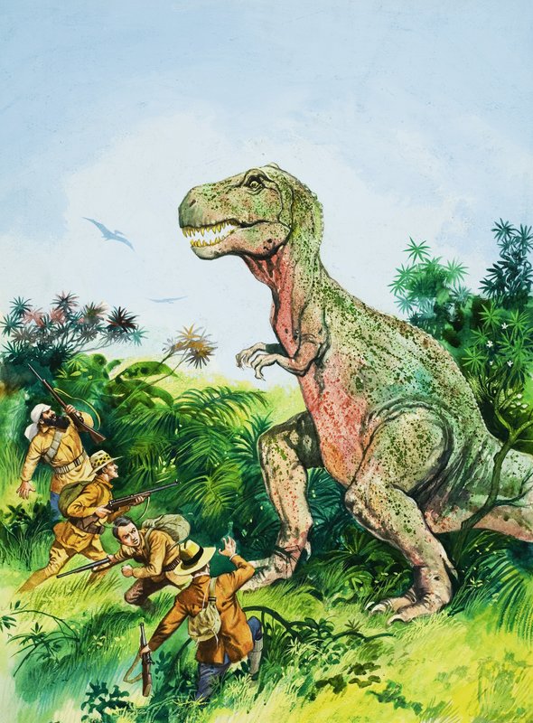 Tyrannosaurus Rex szembeszáll a férfiakkal alkotó: English School