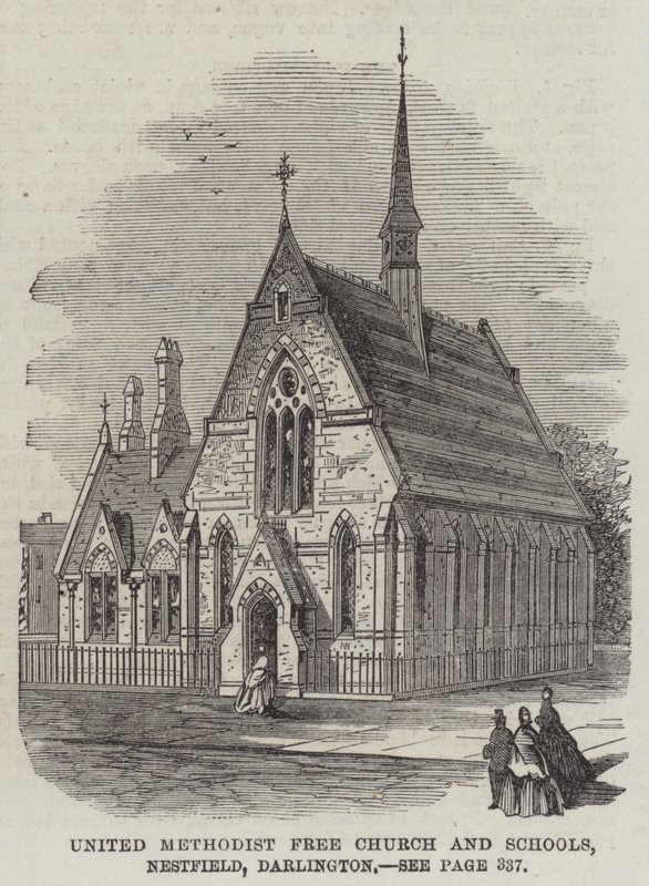 Egyesült Metodista Szabadtemplom és Iskolák, Nestfield, Darlington (metszet) alkotó: English School
