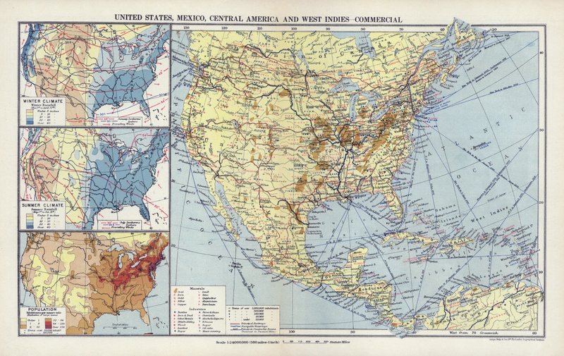 Egyesült Államok, Mexikó, Közép-Amerika és Nyugat-India, kereskedelmi (színes litográfia) alkotó: English School