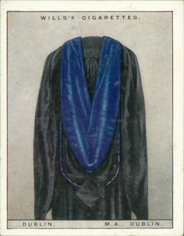 Egyetemi csuklyák és köpenyek: Dublini Egyetem, Master of Arts, MA, Dublin (színes litográfia) alkotó: English School