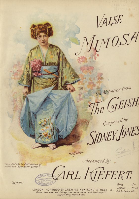 Valse Mimosa, A gésa dallamaira, Sidney Jones szerezte, Carl Kiefert hangszerelésben (színes litó) alkotó: English School