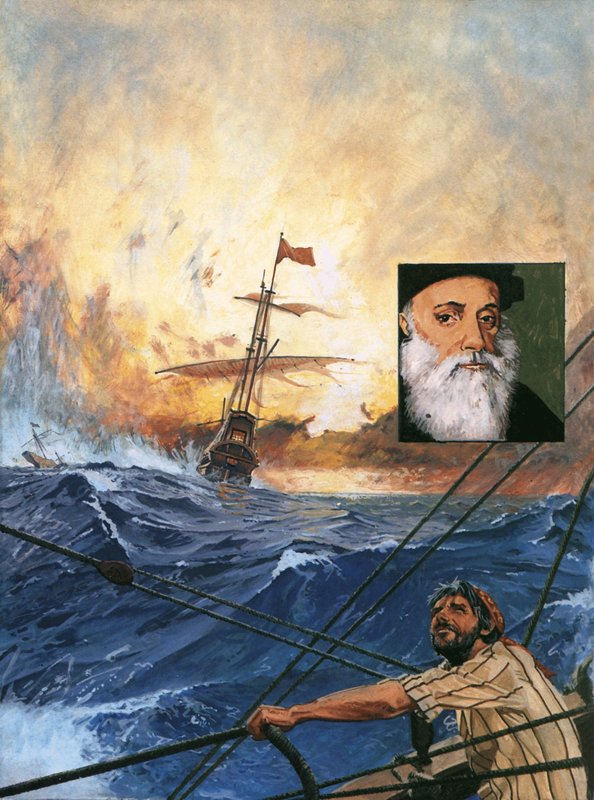 Vasco da Gama hajói a fok körül alkotó: English School