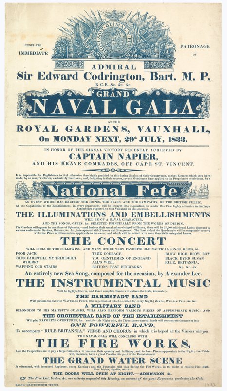 Vauxhall Gardens, Grand Naval Gála, Sir Edward Codrington admirális alkotó: English School