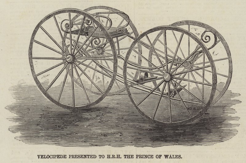 Velocipede bemutatta a HRH-nak, a walesi hercegnek (metszet) alkotó: English School