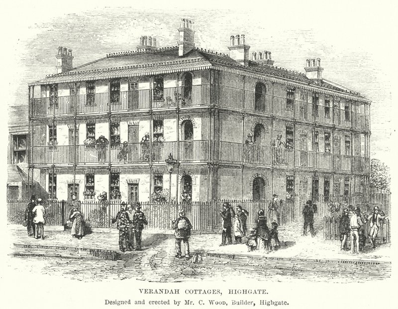 Verandah Cottages, Highgate (metszet) alkotó: English School