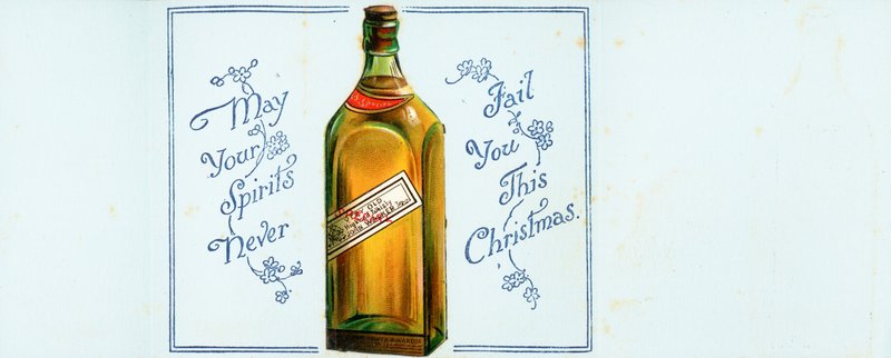 Nagyon régi felvidéki whiskys üveg, karácsonyi kártya alkotó: English School