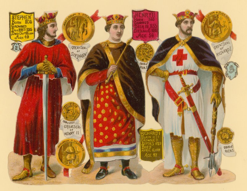 Viktoriánus törmelék: István király, II. Henrik király, I. Richárd király alkotó: English School