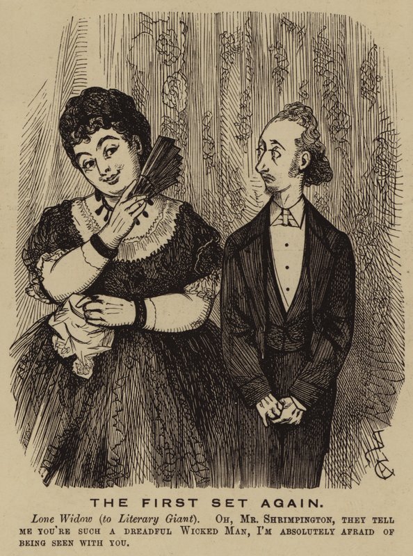 Viktoriánus özvegy flörtöl egy szerzővel (metszet) alkotó: English School