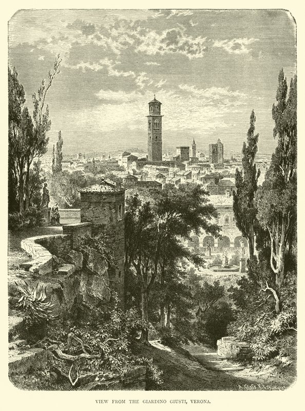 Kilátás a Giardino Giustiból, Verona alkotó: English School
