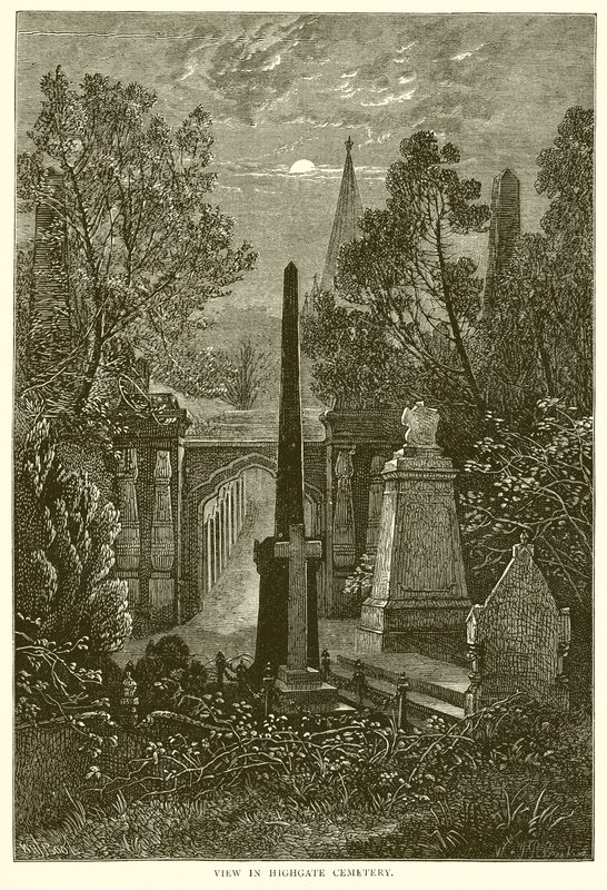 Kilátás a Highgate temetőben alkotó: English School