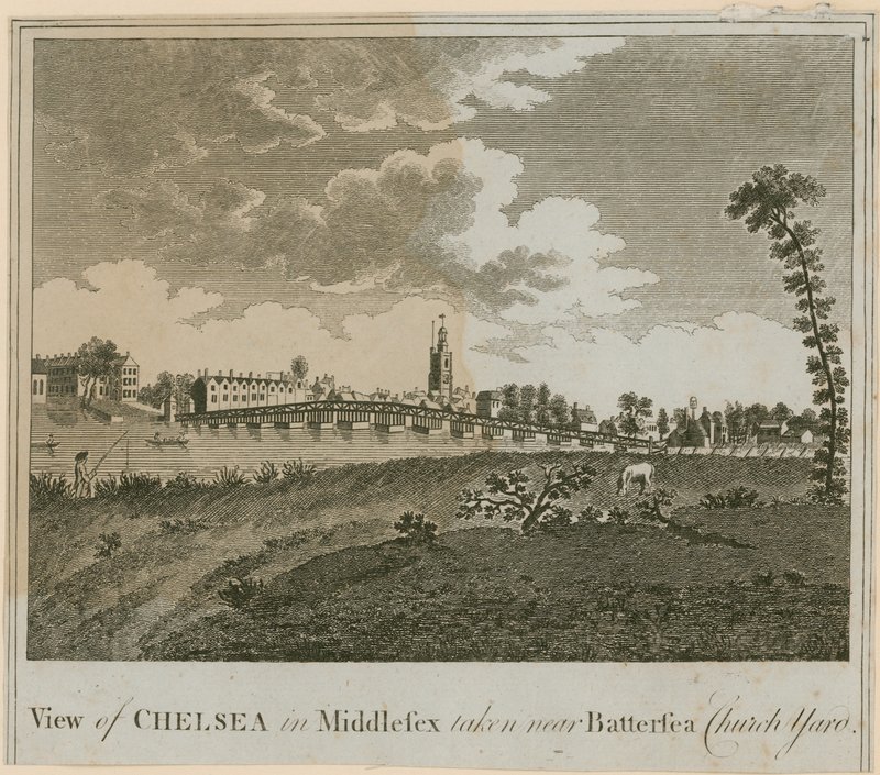 A Middlesex-i Chelsea képe a Battersea Church Yard közelében készült alkotó: English School