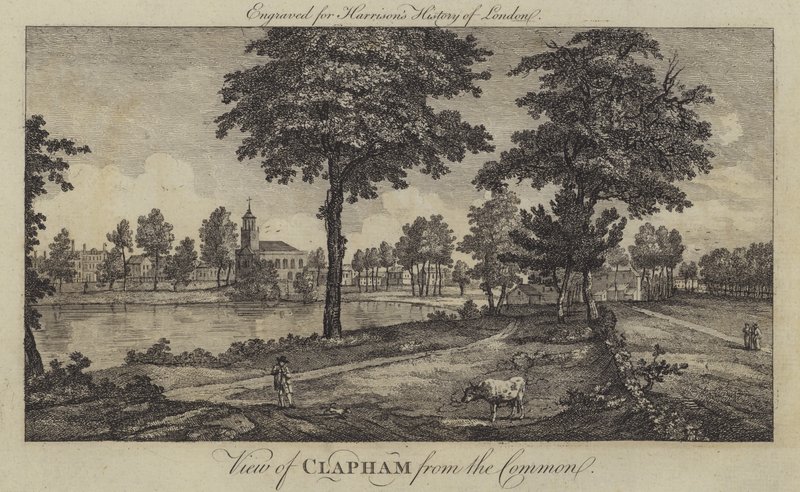 Clapham kilátása a Common felől (metszet) alkotó: English School