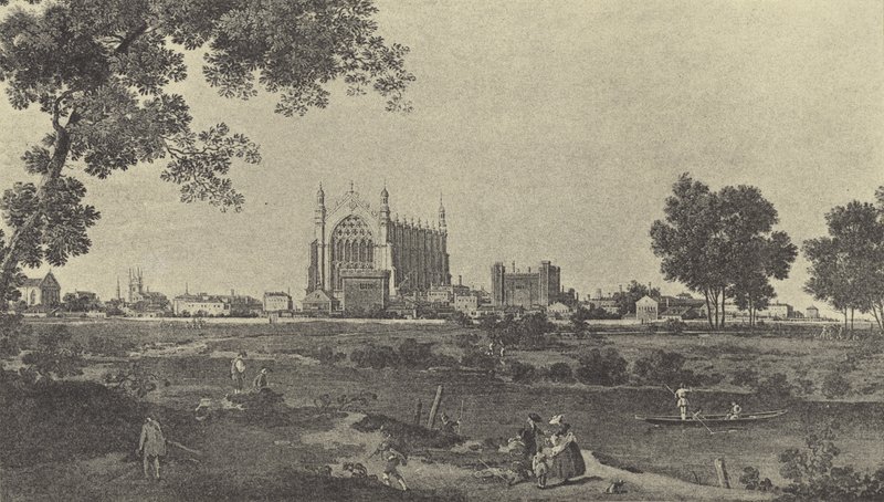 Kilátás az Eton College-ra, 1747 (mélynyomás) alkotó: English School