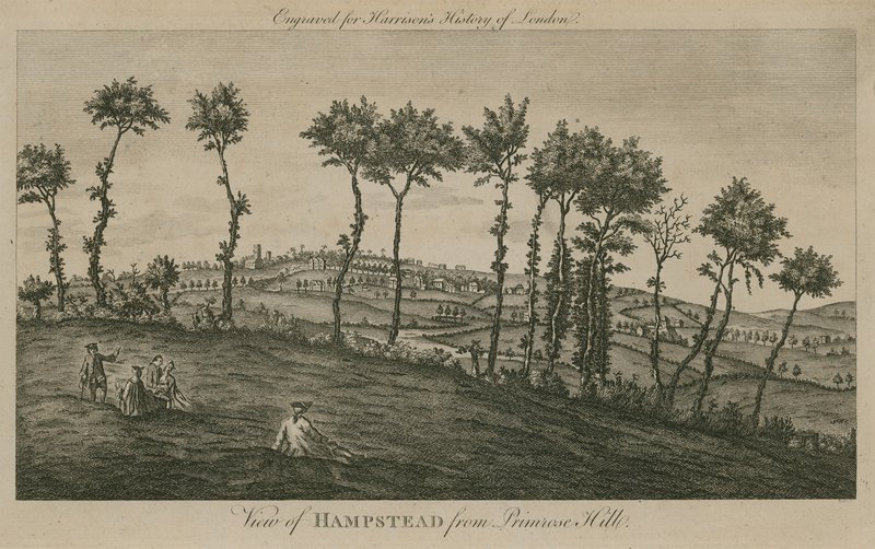 Kilátás Hampsteadre a Primrose Hillről alkotó: English School