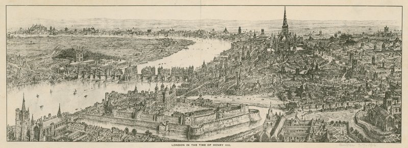 Kilátás Londonról VIII. Henrik király idejében alkotó: English School