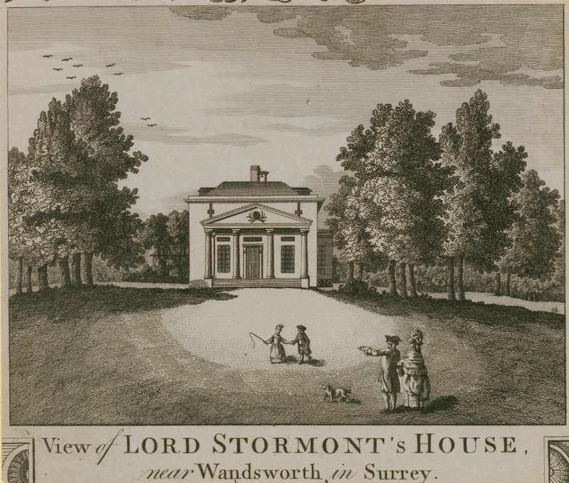 Kilátás a Lord Stormonts House-ra, Wandsworth közelében, Surreyben alkotó: English School