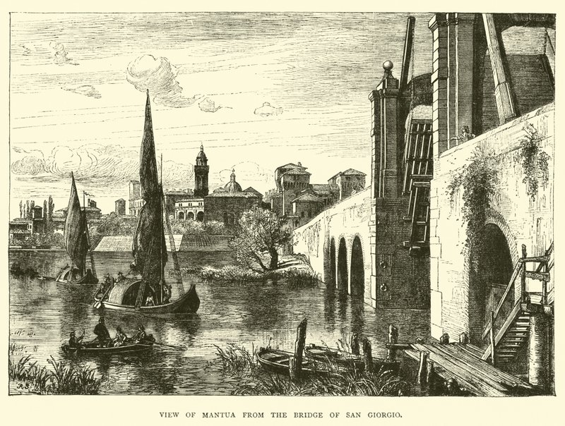 Kilátás Mantovára a San Giorgio hídról alkotó: English School