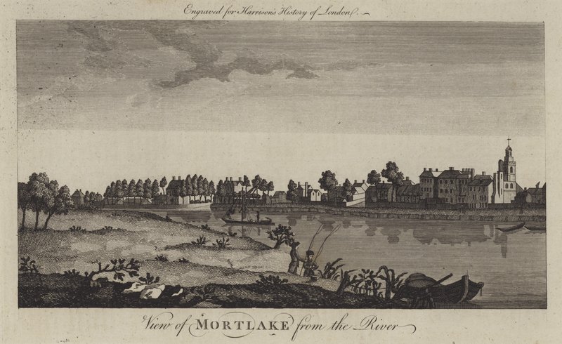 Mortlake kilátása a Temze felől (metszet) alkotó: English School