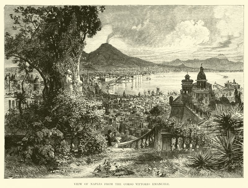 Kilátás Nápolyra a Corso Vittorio Emanuele felől alkotó: English School